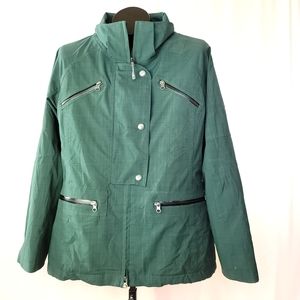 ATHLETA Weather PROOF Jacket REMOVABLE Snow GUARD Size Large Green